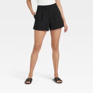 High-Rise Tailored Shorts - A New Day™ Black Recycled Polyester, Inside Pocket